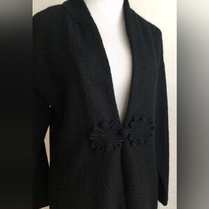 For Cynthia Elegant Black Women's Vintage Wool Cardigan Size Med